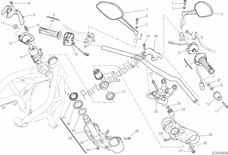Alle onderdelen voor de Stuur En Bedieningselementen van de Ducati Monster 1200 S USA 2019